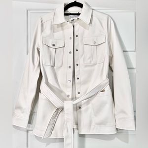 NWT Calvin Klein White Faux Leather Jacket - Size 4